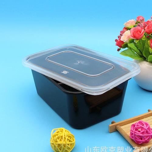 一次性方形圆形塑料餐盒外卖碗黑色饭盒餐盒带环保饭盒打包盒图片